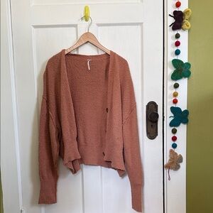 Free People Women's Cardigan Sweater in Pinkish Warm Brown